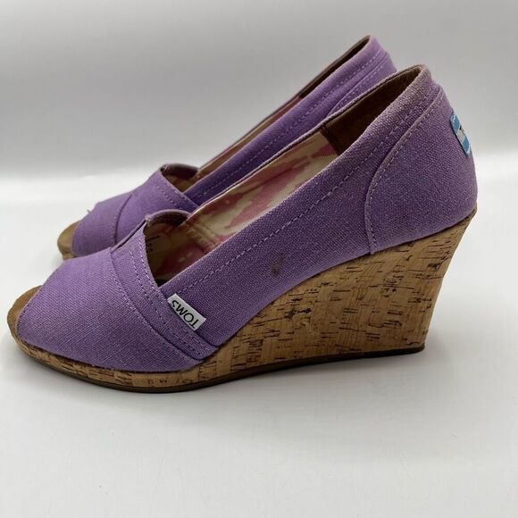 Toms Purple Orchid Wedge Hemp Sandals Sz 9.5 Open Toe - Picture 4 of 12